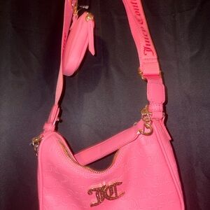 Juicy Couture Hot Pink Embossed Crossbody with Gold Hardware